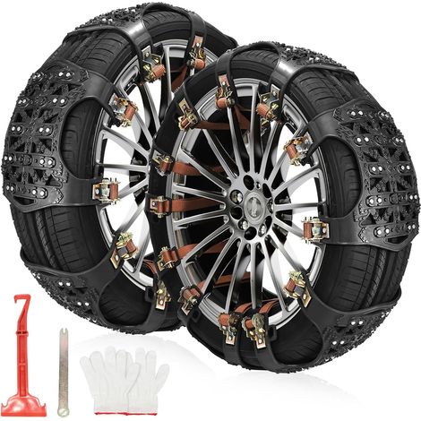 Chaînes à Neige, 6 pièces Chaine Neige, Chaine Voiture Neige Universelles, 165-275MM Chaînes à pneus pour Largeur, Chaînes de sécurité d'hiver Pour Pneus (Noir) (1/5)