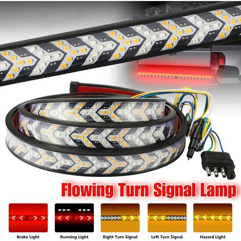 Decdeal Bande de barre lumineuse de hayon de camion avec feux de freinage rouges, clignotants inversés