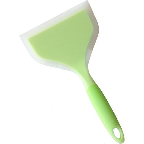 Spatule à poisson en plastique avec revêtement en silicone, spatule à crêpes, antiadhésive, résistante à la chaleur, large et plate, pour œufs, semoule de maïs et pizza (verte)