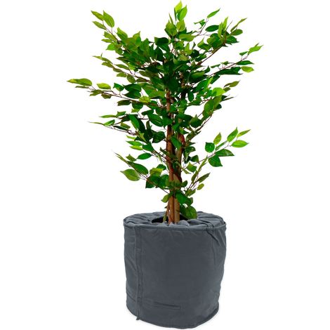 Thermo Topfschutz für Pflanzen - 40 x 40 cm - Pflanzkübel Blumentopf Frostschutz Hülle grau