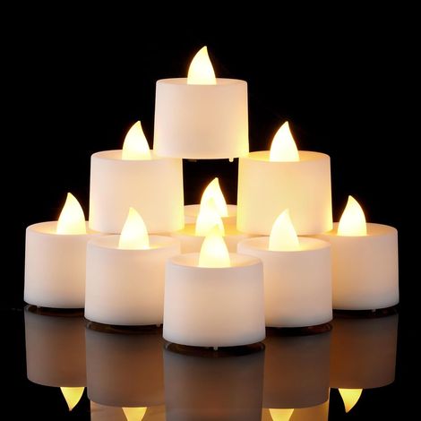 24 lumini a LED - Candele votive senza fiamma - Alimentate a batteria, luce bianca - Per Halloween, Natale, decorazioni per matrimoni e feste (1/5)