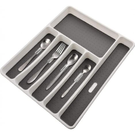 BEBUSINGOTO Cubertero para cajón, con 6 compartimentos, inserto de cubiertos para cocinas (1/5)