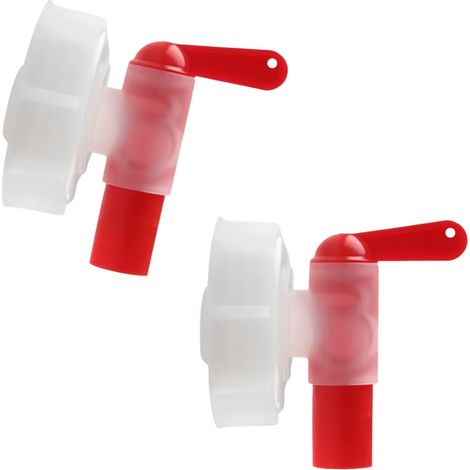 Lot de 2 robinets doseurs DIN61 pour bidons de 15 à 60 L, blanc et rouge (1/5)