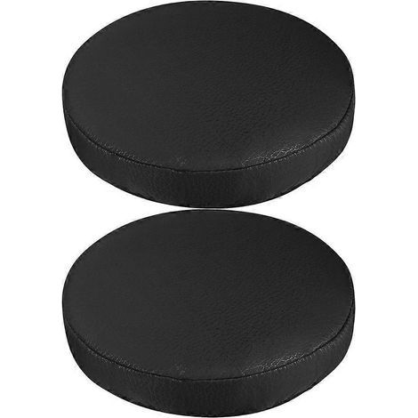 Lot de 2 housses de tabouret extensibles noires, rondes, pour pouf, anti-poussière-35.00X35.00X0.50CM-Black (1/4)