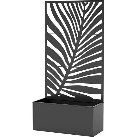 Jardinière surélevée en métal avec brise-vue, bac à fleurs et treillis pour jardin, 90 x 40 x 180 cm, noir (1/5)