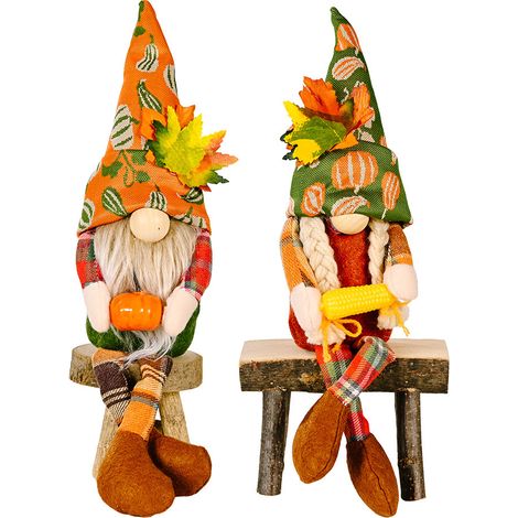 Nouvelle poupée d'automne tenant une citrouille et un épi de maïs, poupée sans visage Rudolph, décoration de récolte et de (1/5)