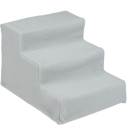 Scaletta per animali a 3 gradini comfort ergonomico 30 x 35 x 45 cm in plastica grigia 130009410