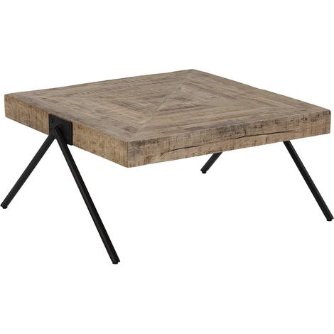 ECAMA - Table Basse Rectangulaire en Bois de Manguier et Métal Noir (1/4)