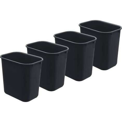 Corbeille - Lot de 4 - Plastique - 24 Litres - Bureau et Maison - Noir (1/5)