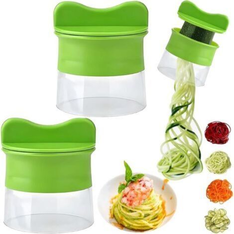 Juego de 2 cortadores de verduras en espiral, máquina para hacer espaguetis de verduras, cortador de verduras en espiral que ahorra espacio, espaguetis de calabacín, ergonómico, plegable, fácil de cor (1/5)