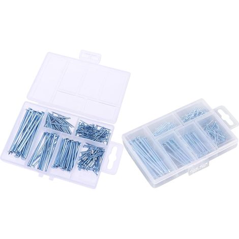 Kit de clous galvanisés pour accrocher des tableaux, 280 pièces réparties dans 2 boîtes, petits le (1/5)