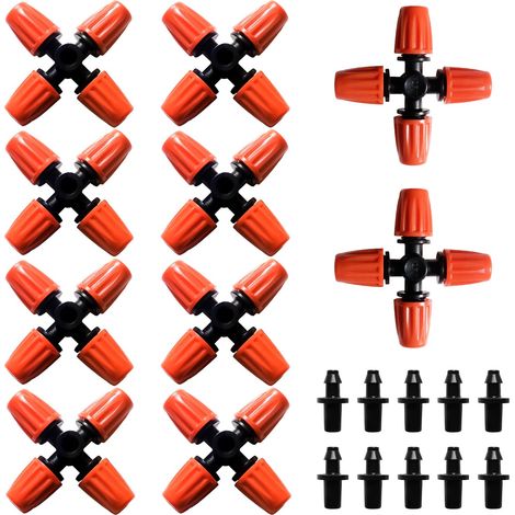 10 Pièces Buse, Atomisation 4 Voies, Plastique, Connecteur Barbelé, Jardin, Serre (1/5)