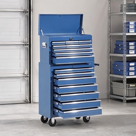 Servante d'atelier coloris bleu en acier 61,5 x 33 x 113 cm (1/5)