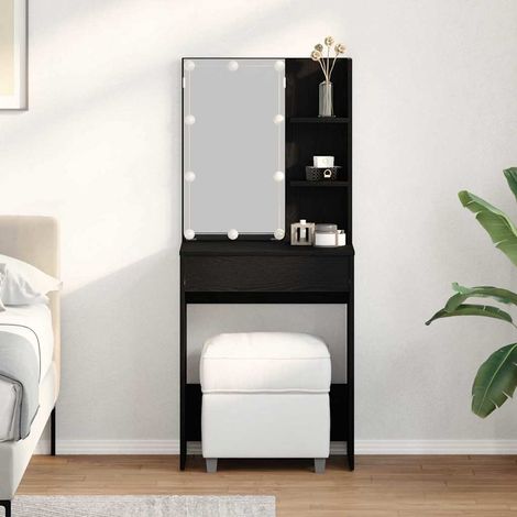 Schminktisch mit Regal Schwarz Eichen-Optik 60 x 40 x 140 cm