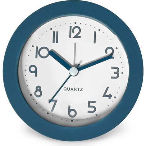 10cm Round Alarm Clock - Non Ticking - Silent Bedside Alarm Clock for Boys and Girls with Lighting (Blue) (1/5)