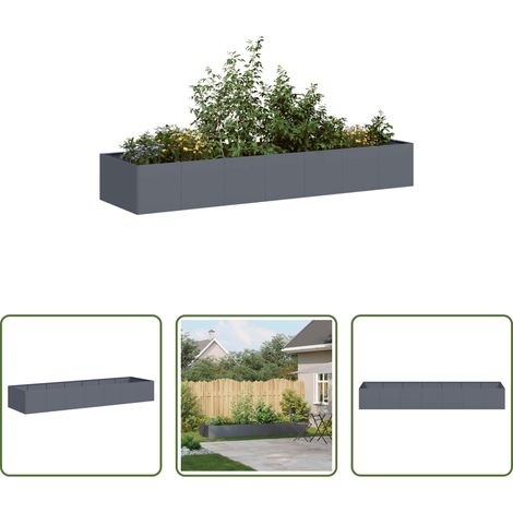 Bac à fleurs - Jardinière anthracite 280x80x40 cm acier (1/5)
