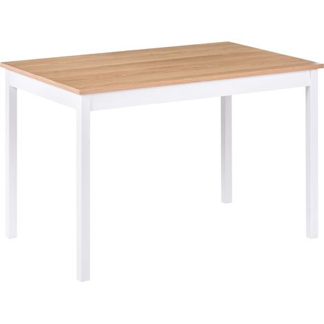Tavolo da Pranzo in Legno di pino Chiaro con Gambe Bianche 75 x 120 cm Houston