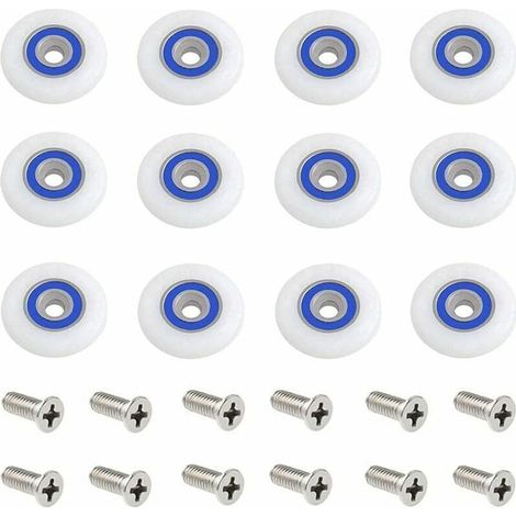 Roulette Porte Douche 12 Pièces 27mm Roulettes pour Porte de Douche Roulette Porte Douche Roues Roulettes de Rechange Roulette Porte Roulette de Douche pour Porte de Douche avec Des Vis