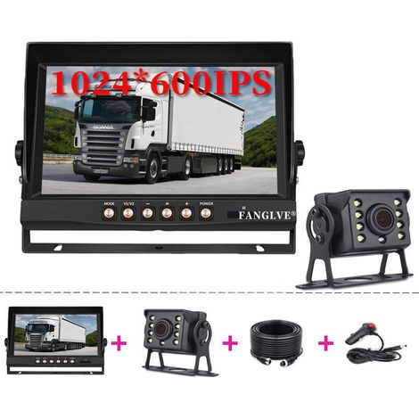 Caméra de surveillance intérieure/extérieure, caméra de recul sans fil 2,4 GHz, écran LCD 9 pouces pour camions, bus, camping-cars, remorques, excavatrices, 12 V-24 V, grand angle 120° (1/2)