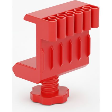 Soporte rojo para cables de escritorio, organizador de cables con abrazadera (1/3)