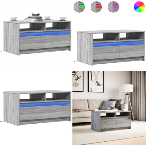 LED-Couchtisch Grau Sonoma Holzwerkstoff - Holzwerkstoff Couchtisch - Couchtisch mit LED (1/5)