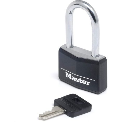 Master Lock 9140EURDBLKLF Lucchetto a Chiave in Alluminio Rivestito con Medio Archetto, Nero, 4 x 7.6 x 1.3 cm