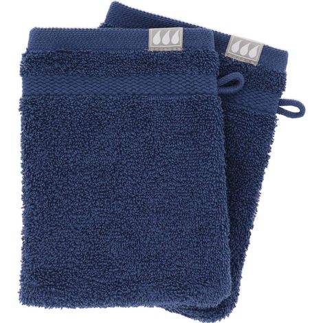 Set aus 2 waschhandschuhen 15x21 cm 100% baumwolle - marineblau - Tendance