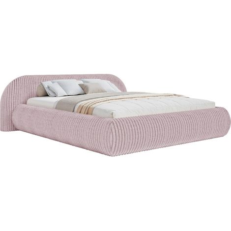 Selsey Shels Low – Lit rembourré 140x200 avec coffre, velours côtelé, rose