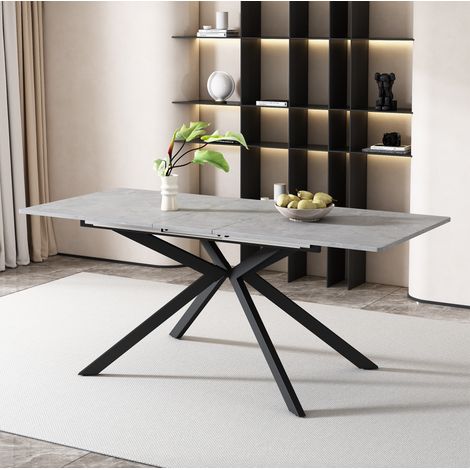 Tavolo rettangolare allungabile 150/180 x 70 x 76 cm nero e grigio HAVRYA (1/5)