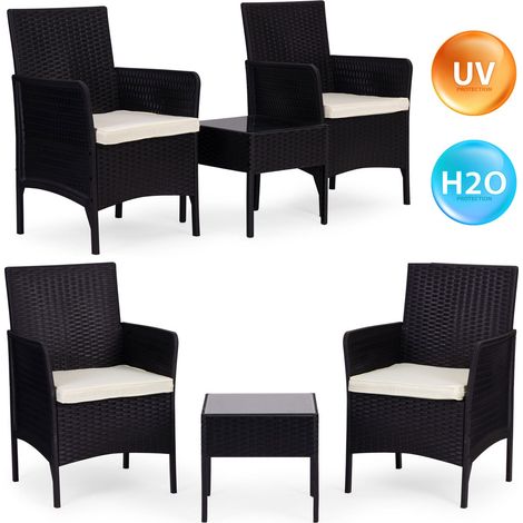 Conjunto de muebles de jardín con 2 sillones y mesa de cristal (1/5)