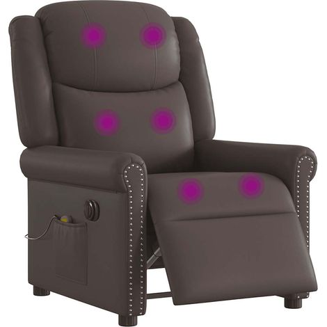 Relaxsessel Massage Elektrisch Glänzend Braun Kunstleder vidaXL