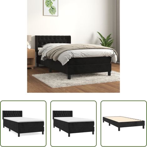 Boxspringbett mit Matratze Schwarz 90x190 cm Samt (1/5)
