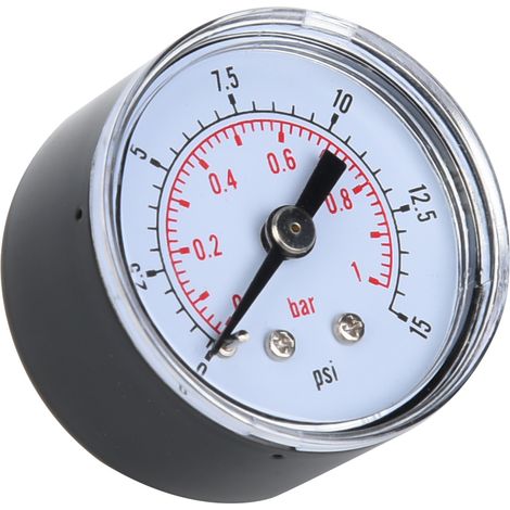 Mechanisches Manometer für Luft, Öl und Wasser, 1/8 Zoll BSPT-Rückanschluss (0-15 psi 0-1 bar) (1/5)