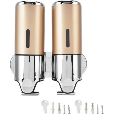 Distributeur de savon mural - SONEW - Double pompe - 2 compartiments - Acier inoxydable - 1000 ml (1/4)