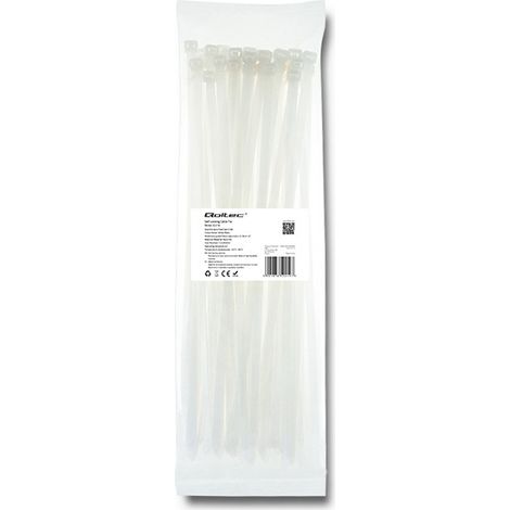 Bridas Qoltec  7,2 x 350 mm  50 unidades  Nailon 66  UV  Blanco (1/5)