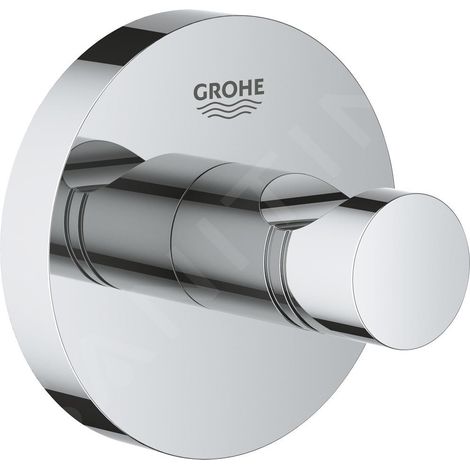 GROHE START 41173000 QUICKFIX CROCHET POUR PEIGNOIR EN MÉTAL AVEC VIS ET CHEVILLES, COLLE RAPIDE EXTRA FACILE À MONTER, 45 MM, C (1/4)