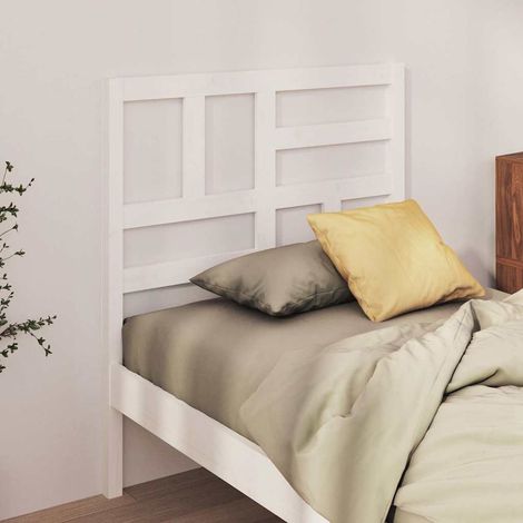 Tête de lit blanche 81 x 4 x 104 cm en bois de pin massif pour lit sans tête de lit - PANGIVO (1/5)