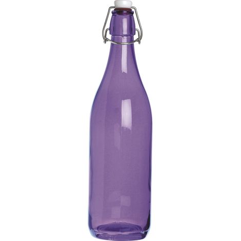Excelsa Happy Color Bottiglia Liscia 1 Litri, Vetro, Viola, 8 x 8 x 30 cm