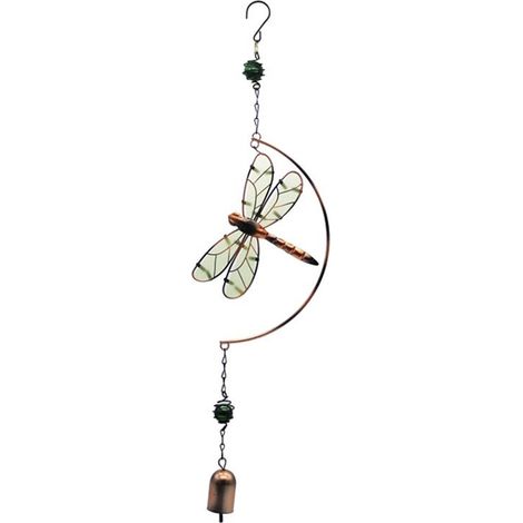 Campana de viento luminosa con forma de libélula, resistente al agua, decoración colgante para exteriores, ideal para ventanas, patios y jardines. (1/4)