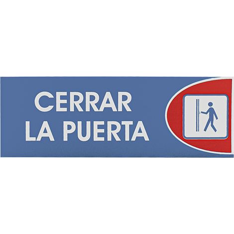 Señal Adhesiva Cerrar La Puerta 6x18cm  Azul Rojo Blanco
