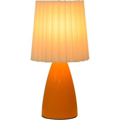 Lampe de table plissée en trois couleurs, intensité lumineuse réglable en continu, abat-jour plissé moderne en céramique pour chambre ou bureau (1/5)