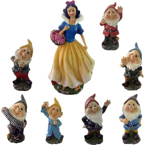 Statuette da Giardino Set 7 + 1 Kasart Biancaneve con Sette Nani