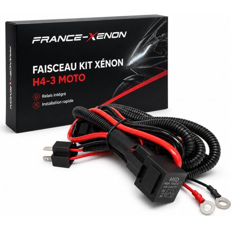 Faisceau de controle pour Kit xénon H4 - Modèle H4-3 Moto - Branchement sur batterie (1/2)