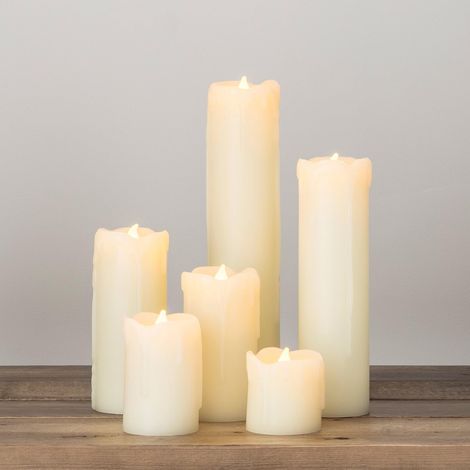 Lot de 6 Bougie LED en Cire Véritable Ivoire, Flamme Vacillante, Piles CR2032 Incluses, Décoration Intérieur
