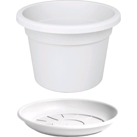 Vaso Tondo + Sottovaso in Plastica PPL Colore Bianco Diametro 50 cm Altezza 35 cm 40,8 Litri (PREMIUM) (1/5)