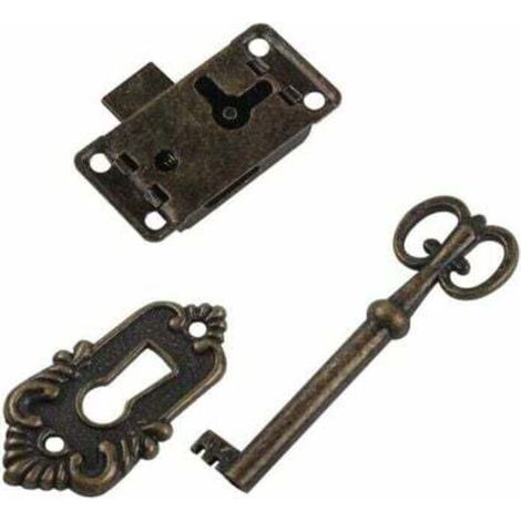 [NEVER USED] Cyan Latch and Bolt Furniture Hardware Lock Handmade Box Drawer Lock Three-Piece Set Furniture Door Classic Lock Jewelry Box Cabinet Antique Lock