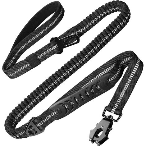 Laisse robuste pour chien, laisse amortissable de 1,2 à 1,8 m avec poignée en boucle et grip rembourré confortable, clip métallique de haute qualité, laisse réfléchissante (1/4)