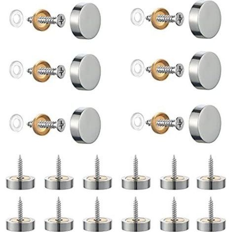 Set mit 20 Schrauben aus gebürstetem Edelstahl mit Zierkappen für Spiegel, Tische, Teller, Schränke, Glasscheiben, silberfarben, 11 mm (1/5)