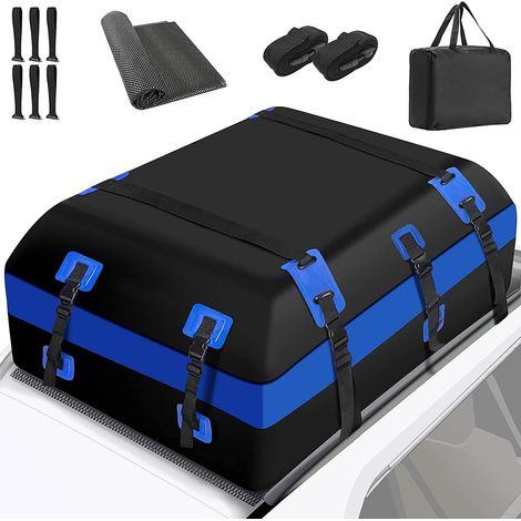 Coffre de Toit Voiture 651L Coffre de Toit Souple 23CFT 700D Etanche Sac de Toit Voiture avec Tapis Antidérapant et 6 Crochets Convient à Tous Les Véhicules avec/sans Porte-Bagages (1/5)