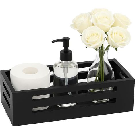 Rangement Salle de Bain Bois, Panier 2 Rouleaux Toilette et Savon (1/5)